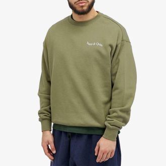 Museum of Peace and Quiet Mens Wordmark Crewneck Sweatshirt In Olive