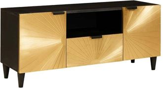 vidaXL Mueble de TV con cajón Negro y dorado 105 x 33 x 46 cm vidaXL
