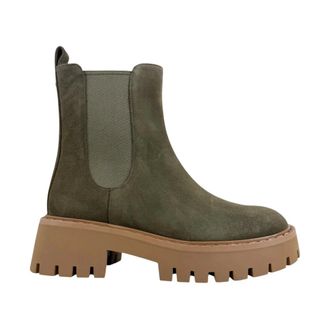 Michael Kors Schoenen, Dames, Groen, 37 EU, Leer, Asher Flat Bootie