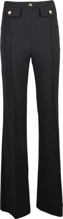 Elisabetta Franchi Wijde broek - Dames - Wijde Broeken - Zwart - M - Polyester - Broeken