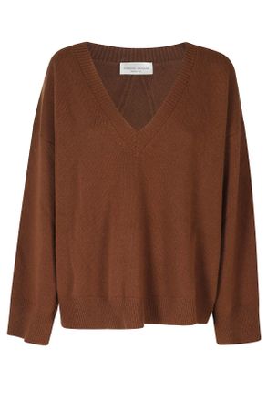 Roberto Collina Burnt V-Neck Superfine Merino Wool Sweater