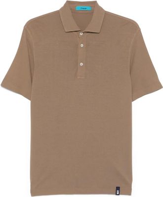 Drumohr Polo in cotone con ricamo logo - Marrone