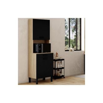 IDMarket Idmarket - cina aparador de cocina 60 cm 2 puertas + cajón, acabado haya y negro