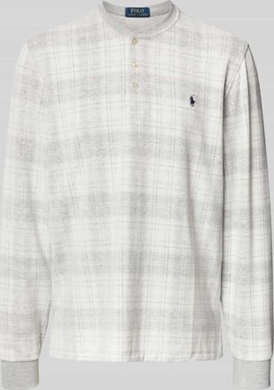 Ralph Lauren Pyjama-Oberteil mit Knopfleiste und Label-Stitching in Hellgrau, Größe XXL