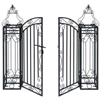 Berkfield Home Ornamental Garden Gate Wrought Iron 122x20.5x100 cm in Black