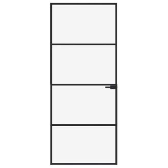 Berkfield Home Interior Door Black 83x201.5 cm Tempered Glass&Aluminium