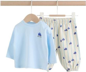 Next Car Long Sleeve T-Shirt & Pants Set in Blue at Nordstrom, Size 9-12M