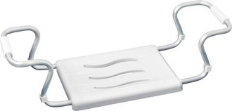 WENKO Asiento De Ba&ntilde;era Secura Extensible, Capacidad De Carga 150 Kg, Acero, Pl&aacute;stico, Blanco Dimensiones 55-65 X 18 X 26 Cm