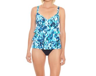 Penbrooke Rain Dance 3 Tier Tankini Top In Navy Multi