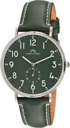 Porsamo Bleu Rowan Leather Strap Watch, 40mm in Green at Nordstrom Rack