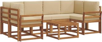 vidaXL Conjunto De Sof&aacute;s De Exterior 7 Uds. Natural Y Beige Vidaxl