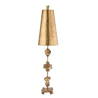 Loops Table Lamp Gold Leaf Silhouettes Gold Cone Shade. Aged Gold LED E27 60W