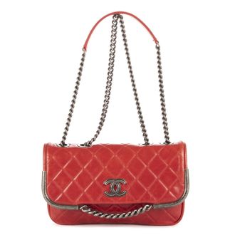 Chanel Pre-owned Womens Chain Single Flap Shoulder Bag - Red - One Size
