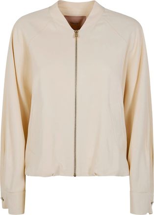 Twin-Set Cropped Lightweight Jacket with Front Zipper Closure