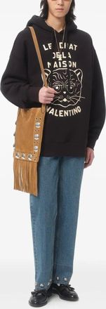 Valentino Zwarte Sweater Met Le Chat De La Maison Patch