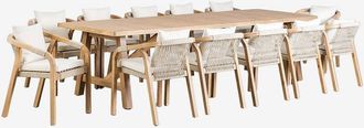 Sklum Sklum - Set De Mesa Rectangular (300x100 Cm) Y 12 Sillas De Jard&iacute;n En Madera De Acacia Dubai
