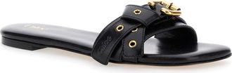 Chlo&eacute; Womens Black Slip-On Sandals With Logo Insole Calf