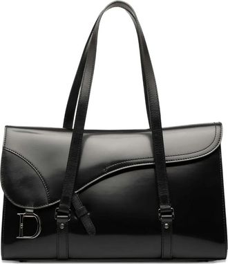 Dior 2003 Patent Flap Saddle Bag handbag - women - Patent Leather - One Size - Black