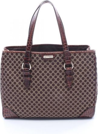 Celine Macadam Brown Canvas Leather Handbag Tote Bag (Pre-Owned)