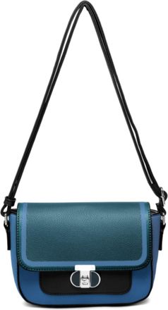 Generic Womens Colour Block Crossbody Handbag with Twist Lock Flap, Small Shoulder Bag with Zip Top Compartment, Adjustable PU Strap, Compact Everyday Purse (