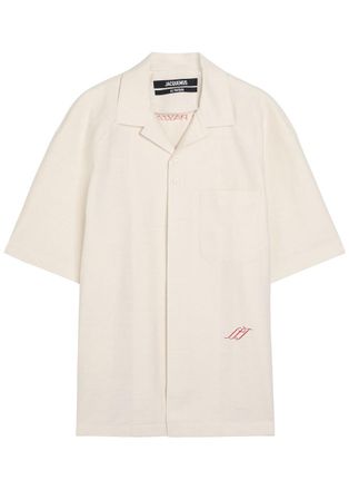Jacquemus La Chemise Romarin Logo-embroidered Cotton-blend Shirt - Off White - 52 (IT52 / XL)