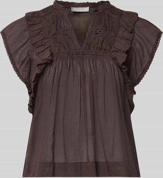 Neo Noir Neo Noir Bluse mit Volants Modell Jayla in Mittelbraun, Gr&ouml;&szlig;e 34
