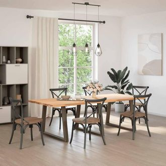 Berkfield Home Dining Table Legs V-Shape 3 pcs Natural Steel 90x(72-73.3) cm Steel in Brown