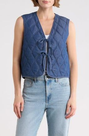 Nanette Lepore Heart Quilted Denim Vest in Medium Wash/Scroll at Nordstrom Rack, Size X-Large