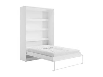 Vente-Unique Cama abatible 140 x 200 cm - Apertura vertical manual - Con LEDs - blanco - RAPILI