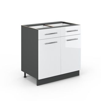 Vicco Mueble Bajo De Cocina Fame-line, Blanco Alto Brillo, 80 Cm Sin Encimera