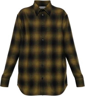Balenciaga Wol T-shirt met ruitpatroon - Dames - Blouses & Shirts - Bruin - Maat: XS Wol