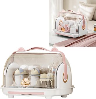 Infinite Babyflaschen-aufbewahrungsbox Mit Transparentem Deckel Und Integriertem Abtropfgitter - Robuster Besteckkasten Aus Kunststoff F&uuml;r Kinder - 1450 G - Ro