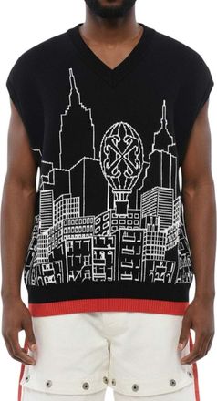 Off-white Black Graphic V Neck Sweater