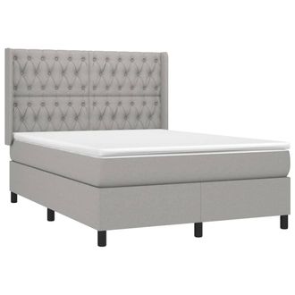 vidaXL Vidaxl - Cama Box Spring Colch&oacute;n Y Luces Led Tela Gris Claro 140x200 Cm