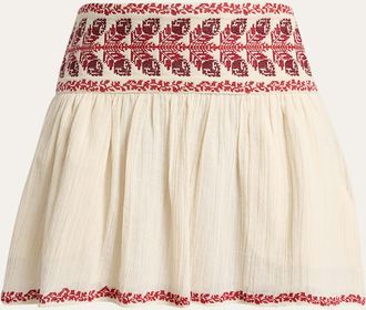 Isabel Marant Picadilia Embroidered Cotton Gauze Mini Skirt