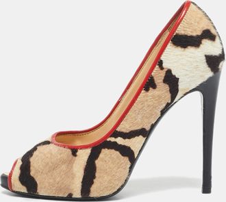 Giuseppe Zanotti Multicolor Leopard Print Calf Hair Peep Toe Pumps