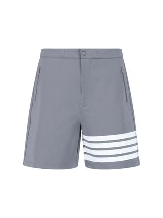 Thom Browne Grey 4-Bar Viscose Blend Straight Shorts