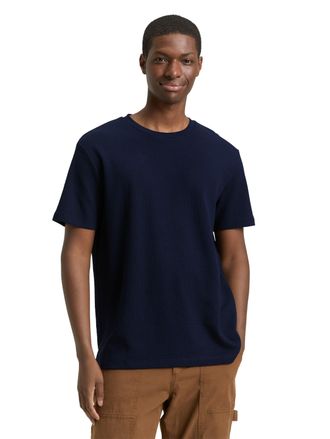 Tom Tailor Denim T-Shirt TOM TAILOR DENIM, Herren, Gr. XXL, sky captain blau, Piqu&eacute;, Obermaterial: 60% Baumwolle, 40% Polyester, unifarben, normal h&uuml;ftbedeckend, Rundh
