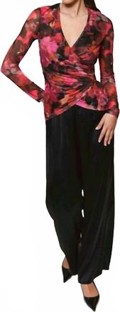 Hutch Evia Faux Wrap Blouse In Abstract Pink Multi