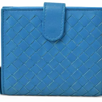Bottega Veneta Intrecciato Blue Leather Wallet (Bi-Fold) (Pre-Owned)