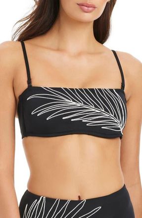 Sanctuary Embroidered Bandeau Bikini Top in Black at Nordstrom, Size Medium
