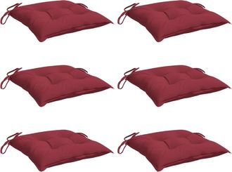 vidaXL Cojines Silla De Jard&iacute;n 6 Uds Tela Oxford Rojo Tinto 40x40x7 Cm Vidaxl