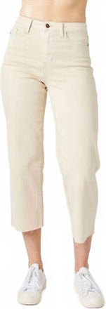 Judy Blue Womens High Waisted Cropped Wide Leg Pants In Bone