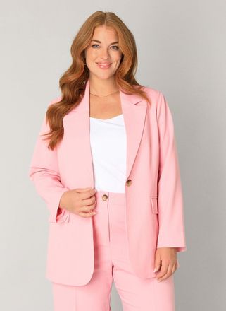 Base Level Curvy Jackenblazer BASE LEVEL CURVY Yelena, Damen, Gr. 54/56, soft pink, Web, Obermaterial: 80% Polyester, 16% Viskose, 4% Elasthan, unifarben, tailliert h&uuml;