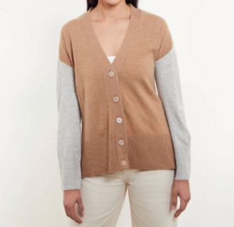 Isla Charlie Long Cardigan In Almond