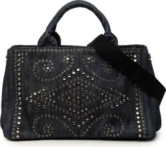 Prada Pre-owned Prada Denim Canapa Bijoux and Grommet Tote Ladies RKMLSKT6MSPY7H93