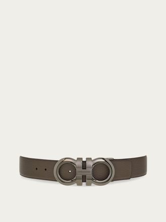 Ferragamo Men Reversible and adjustable Gancini belt Grey