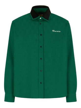 Marni embroidered-logo long-sleeve shirt - Verde
