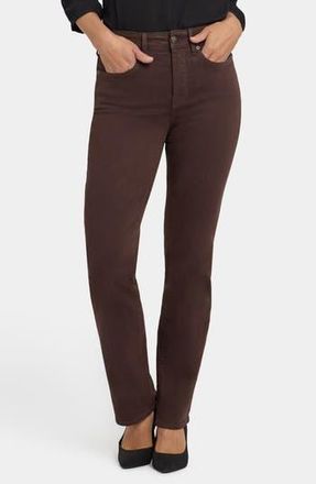 NYDJ Marilyn High Waist Straight Leg Jeans in Bitter Chocolate at Nordstrom Rack, Size 12