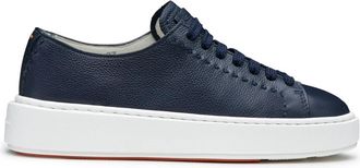 Santoni Low-top leren sneaker - Dames - Sneakers - Blauw - 38 EU - Leer - Schoenen